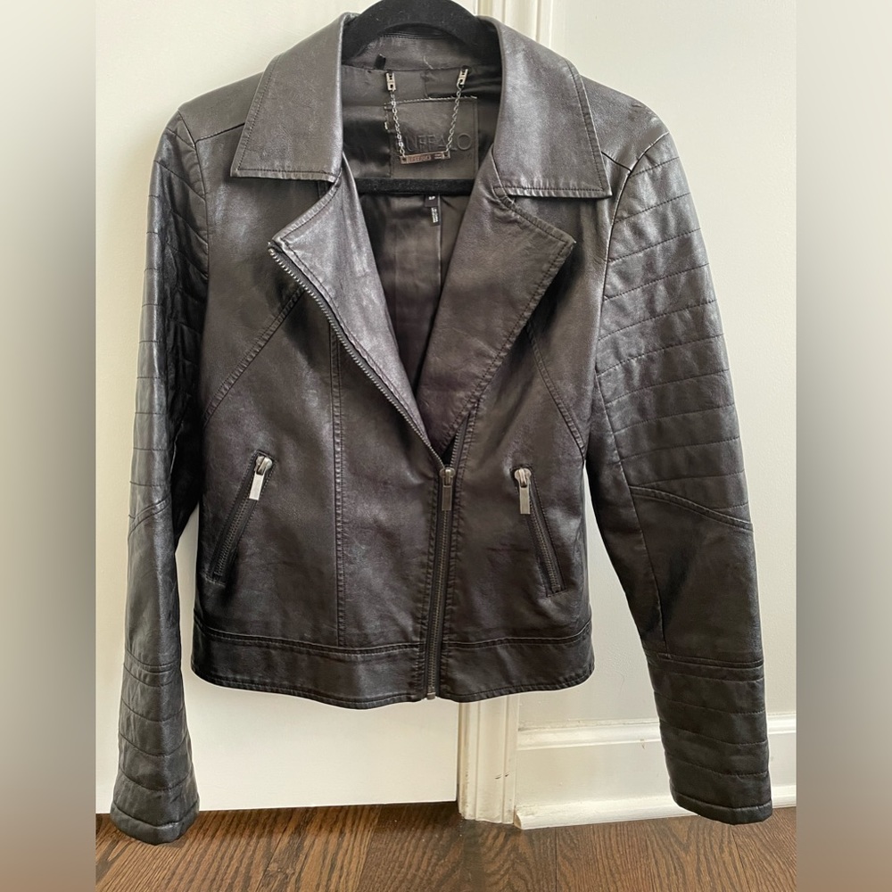Buffalo David Britton Faux LEATHER Jacket - Motorcycle Bomber Jacket - Size S